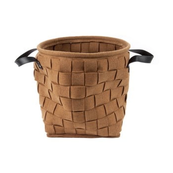 Coș pentru depozitare, cu mânere din piele, pt living storage, maro, 34 cm