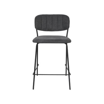 Set 2 scaune de bar cu picioare negre white label jolien, înălțime 89 cm, gri închis