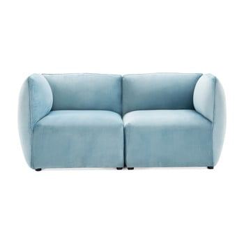 Canapea modulară cu 2 locuri vivonita velvet cube, albastru deschis