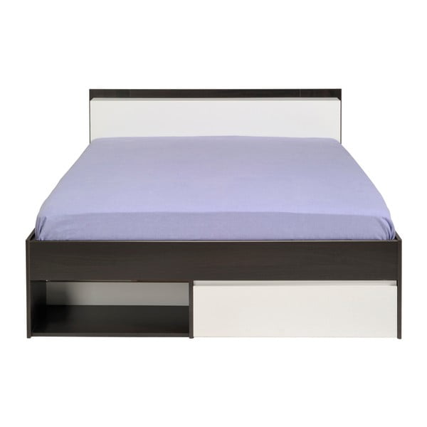 Hnědá dvoulůžková postel se 3 zásuvkami Parisot Aubrée, 140 x 190-200 cm