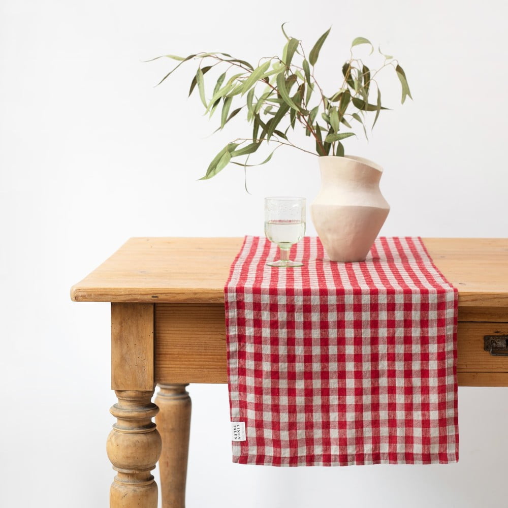 Lněný běhoun na stůl 40x200 cm Red Gingham – Linen Tales