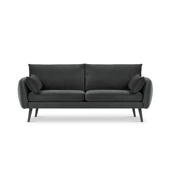 Canapea cu tapițerie din catifea kooko home lento, 198 cm, gri închis