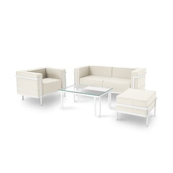 Set mobilier de grădină potrivit pentru 4 persoane calme jardin cannes, bej - alb