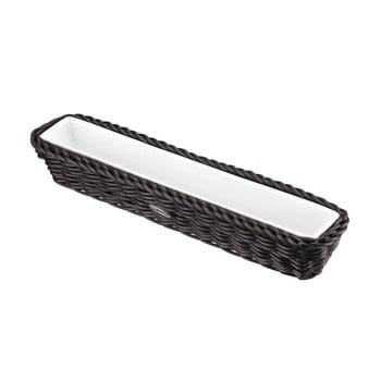 Bol servire din porțelan în coș negru saleen, 28 x 6 x 4,5 cm