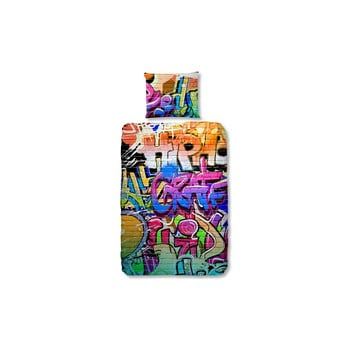 Lenjerie de pat din bumbac pentru copii good morning graffity, 140 x 200 cm