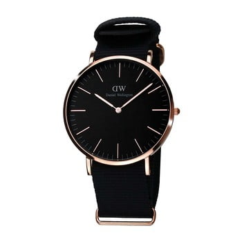 Ceas cu curea din nailon daniel wellington deedee, negru- roz auriu