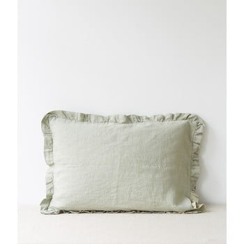 Față de pernă din in cu tiv plisat linen tales, 50 x 60 cm, verde deschis