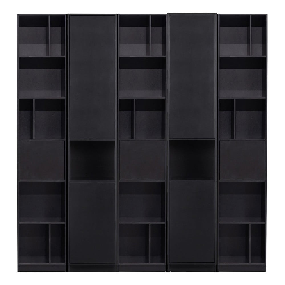 Černá modulární knihovna z borovicového dřeva 200x210 cm Finca – WOOOD