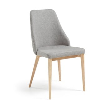 Set 2 scaune cu picioare de lemn la forma roxie, gri deschis