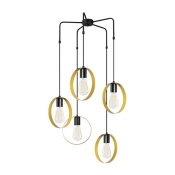 Lustră metalică cu abajur auriu opviq lights melinda, negru
