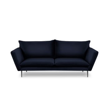 Canapea cu 4 locuri din catifea mazzini sofas acacia, lungime 225 cm, albastru închis