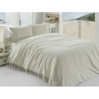 Cuvertură subțire pentru pat de o persoană pique cream, 180 x 240 cm