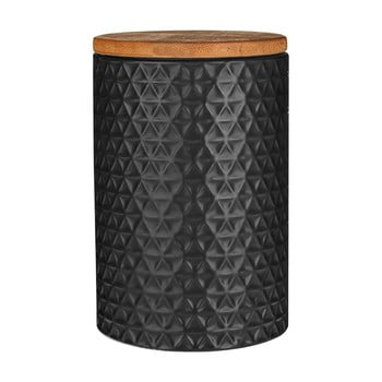 Recipient cu capac din lemn de bambus premier housewares black, 750 ml, negru