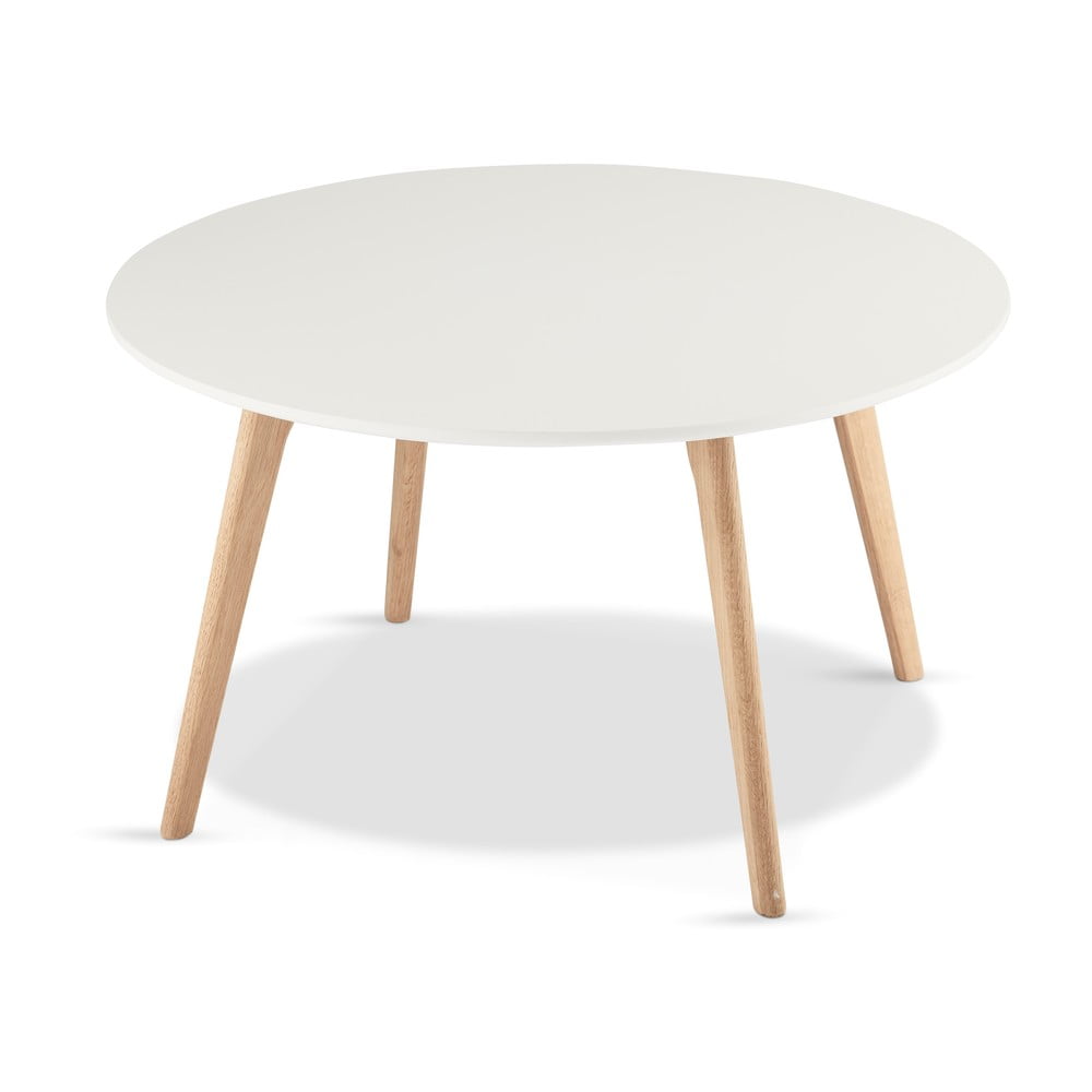 Bílý konferenční stolek s nohami z dubového dřeva Furnhouse Life, Ø 80 cm