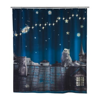 Perdea duș cu led wenko led moon, 180 x 200 cm, albastru închis
