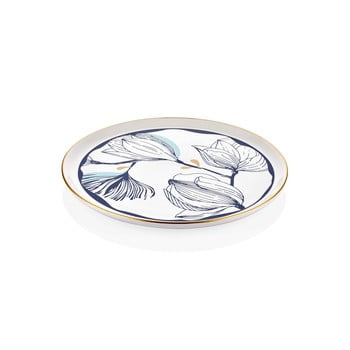 Farfurie din porțelan pentru servire cu model de flori albastre mia bleu, ⌀ 30 cm, alb