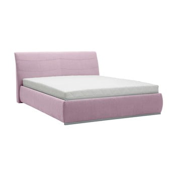 Pat dublu mazzini beds luna, 180 x 200 cm, roz deschis