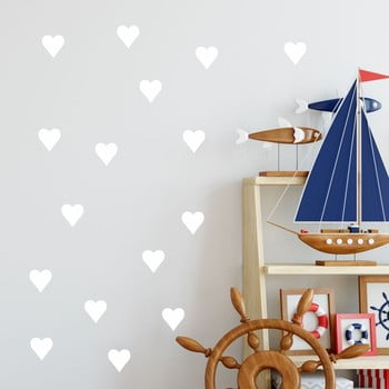 Set autocolante de perete north carolina scandinavian home decors heart, alb