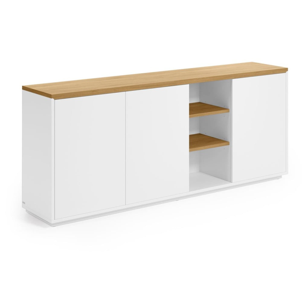 Bílá komoda v dekoru dubu 180x75x36 cm Abilen – Kave Home