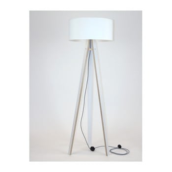 Lampadar cu abajur alb și cablu alb negru ragaba wanda
