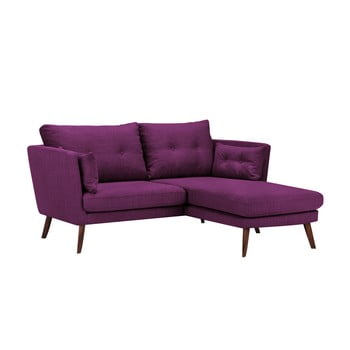 Canapea cu 3 locuri mazzini sofas elena, cu șezlong pe partea dreaptă, mov