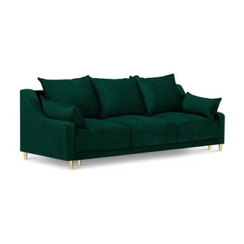 Canapea extensibilă cu 3 locuri și spațiu de depozitare mazzini sofas pansy, verde