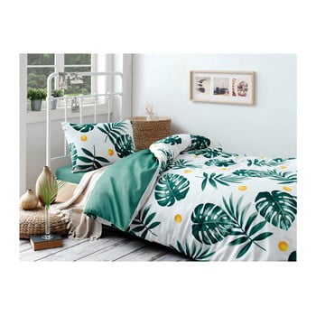 Set lenjerie de pat și cearșaf din bumbac rassido jungle, 160 x 220 cm