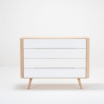 Comodă cu sertare din lemn de stejar gazzda ena two, 120 x 42 x 90 cm