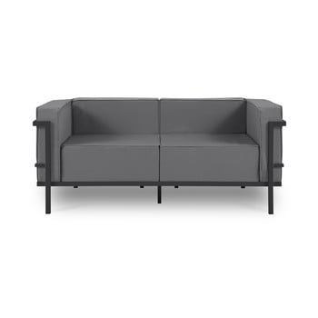 Canapea cu două locuri, adecvată pentru exterior Calme Jardin Cannes, gri grafit - negru