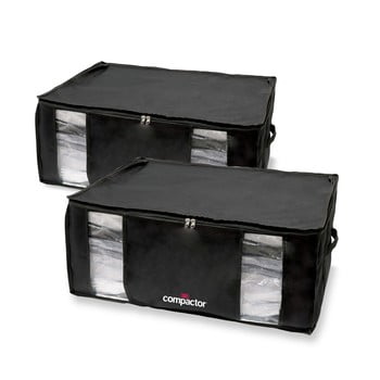 Set 2 cutii de depozitare cu vid Compactor Black Edition XXL, 50 x 26,5 cm, negru imagine