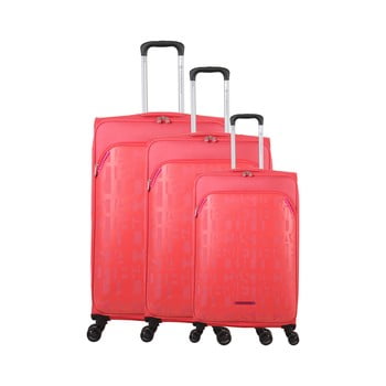 Set 3 trolere cu 4 roți lulucastagnette bellatrice, roz
