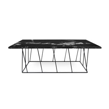 Măsuță temahome helix din marmură, cu picioare negre, 120 cm, negru
