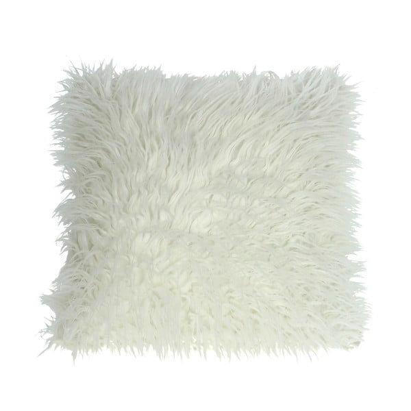 Bílý chlupatý polštář HF Living Fluffy, 45 x 45 cm