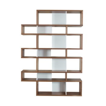 Bibliotecă în decor de lemn de nuc temahome london, înălțime 220 cm, alb - maro