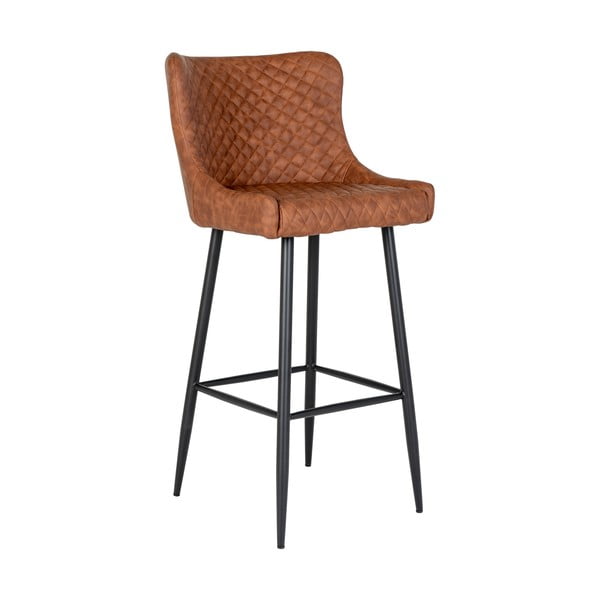 Hnědá barová židle s potahem z imitace kůže House Nordic Dallas