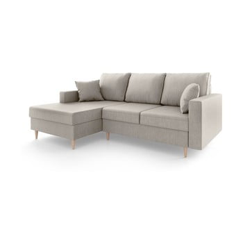 Canapea extensibilă cu 4 locuri și spațiu de depozitare mazzini sofas aubrieta, pe partea stângă, bej