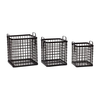 Set 3 coșuri depozitare din bambus hübsch terrio, negru