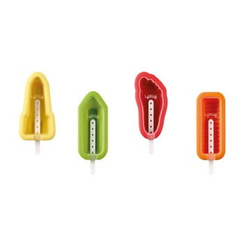 Set 4 forme colorate din silicon pentru înghețată cu diverse forme lékué iconic