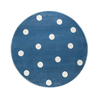 Covor rotund cu puncte kicoti blue, ø 100 cm, albastru