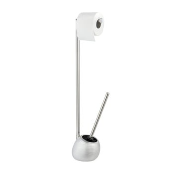 Perie wc din ceramică cu suport pentru hârtie igienică wenko polaris, alb