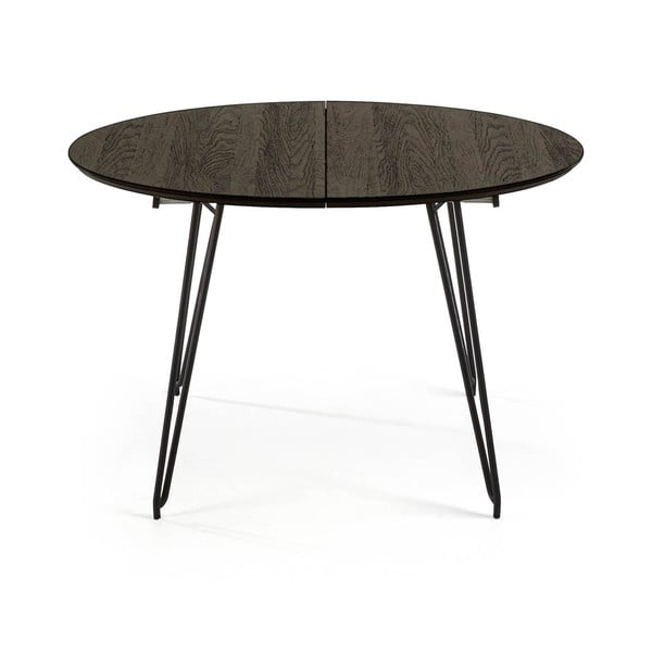 Černý rozkládací jídelní stůl Kave Home Norfort, ⌀ 120 cm