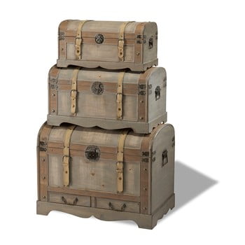 Set 3 cutii din lemn decorative knuds trunks countryside