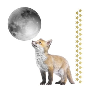 Autocolant pentru perete dekornik little fox and his friend the moon