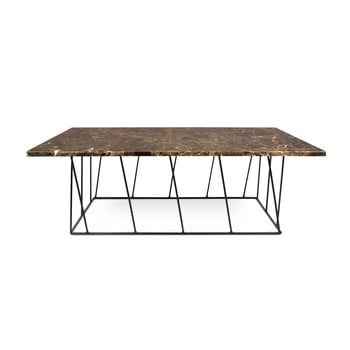 Măsuță temahome helix din marmură, cu picioare negre, 120 cm, maro