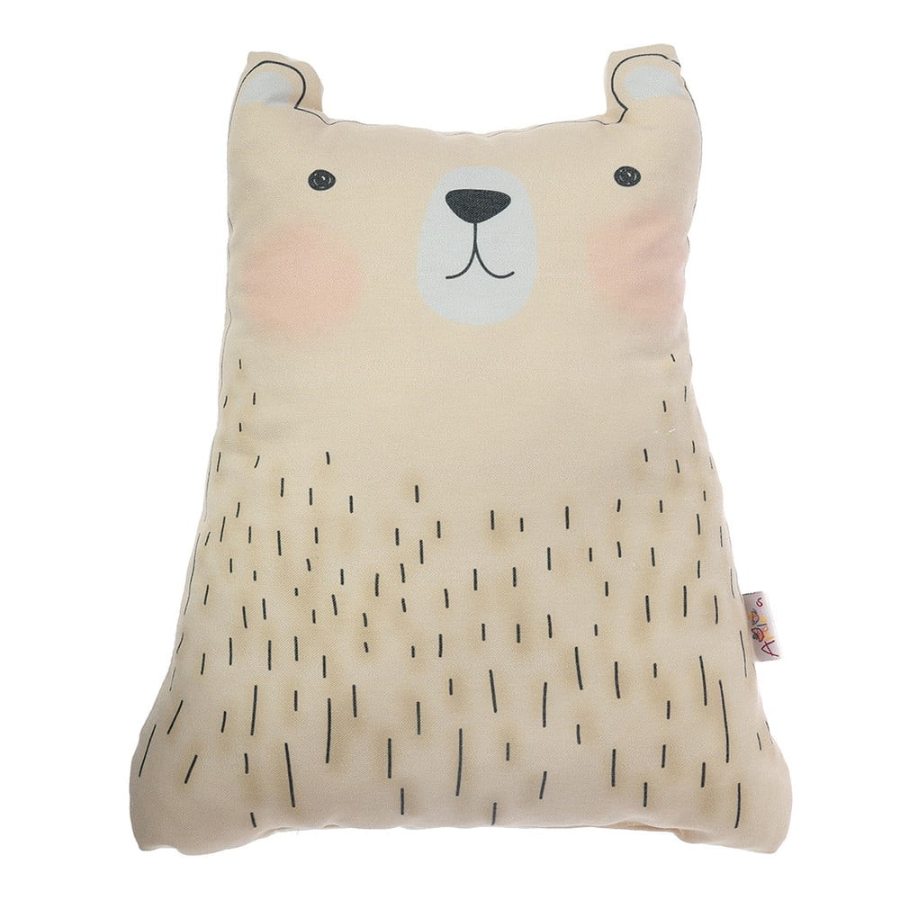Hnědý dětský polštářek s příměsí bavlny Mike & Co. NEW YORK Pillow Toy Bear Cute, 22 x 30 cm