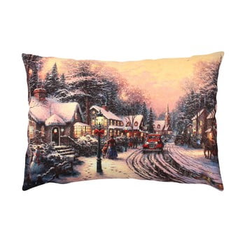 Pernă christmas road in a village, 43x48 cm