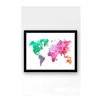 Tablou pe pânză în ramă neagră tablo center world, 29 x 24 cm