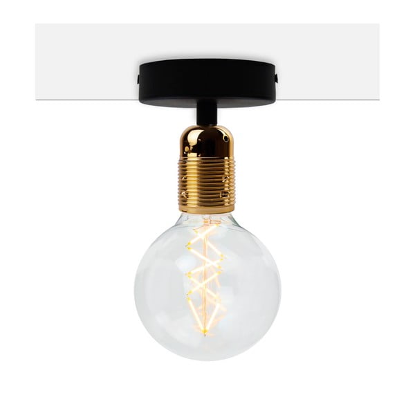 Černé stropní svítidlo se zlatou objímkou Bulb Attack Uno Basic