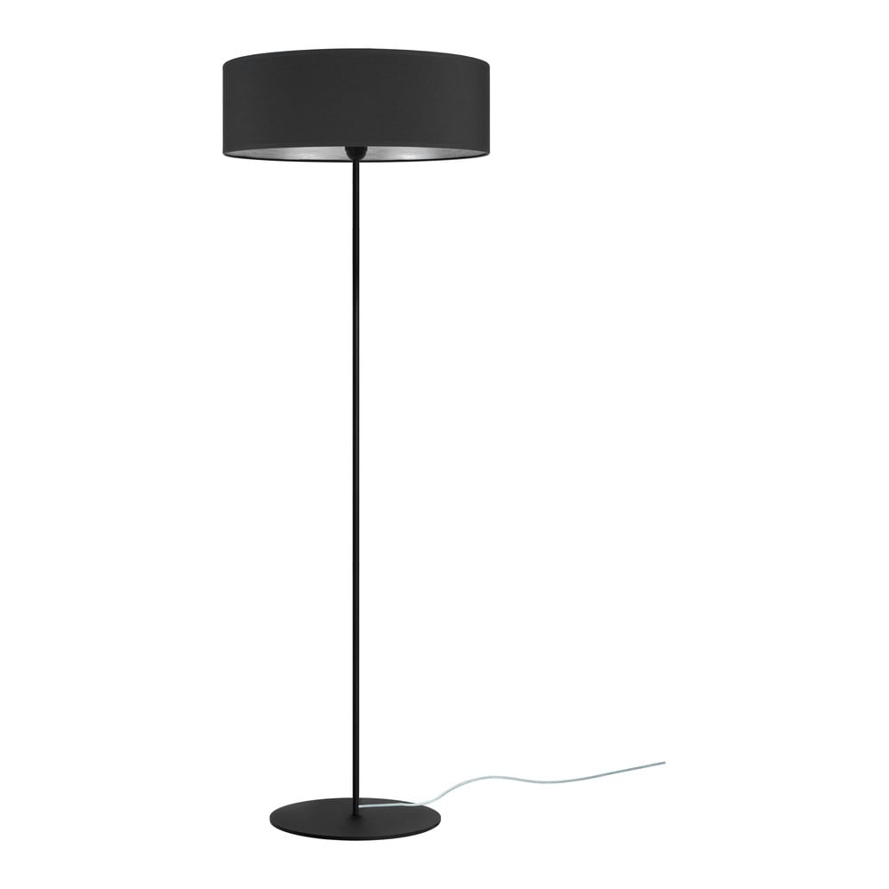 Černá stojací lampa s detailem ve stříbrné barvě Bulb Attack Tres XL, ⌀ 45 cm