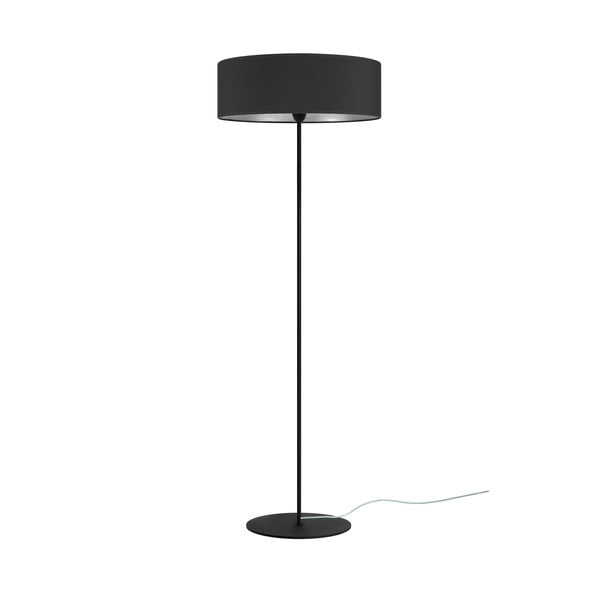 Černá stojací lampa s detailem ve stříbrné barvě Bulb Attack Tres XL, ⌀ 45 cm